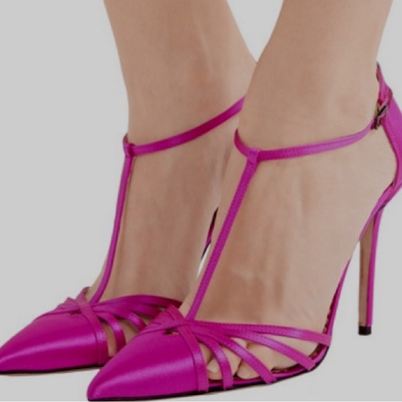 SJP by Sara Jessica Parker Carrie Fuchsia Pink T-Strap Pump Size 38.5 BRAND NEW - Picture 7 of 8